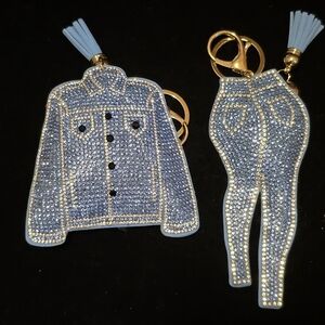 Blue Rhinestone Jacket & Jeans Keychain Set – Bling Bag Charms